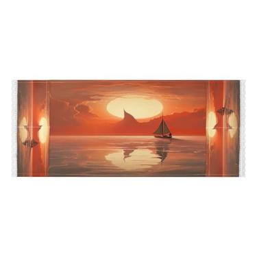 Imagem de Wassud Capas de lavadora e secadora de veleiro pôr do sol, protetor de lavadora com sacos de armazenamento, capa de geladeira à prova de poeira com bolsos para lavanderia doméstica, cozinha, 120 x 55