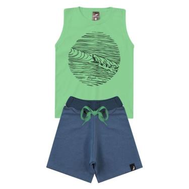 Imagem de Conjunto Infantil Menino Algodão Premium Verão Regata Surf Kangulu-Masculino