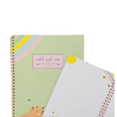 Imagem de Caderno Espiral Capa Flexível Pequeno Estampa Capivara - Tamanho 21x14,8 cm- 40 folhas Decoradas- Miolo Pautado