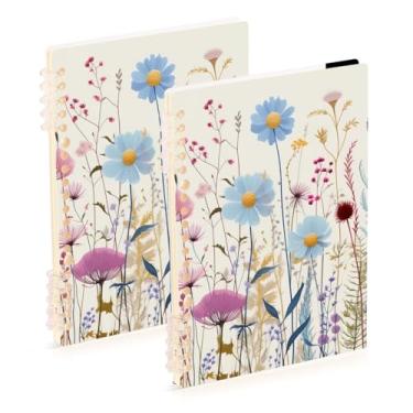 Imagem de Burbuja Cadernos Wildflowers, papel pautado universitário A5 com 60 folhas, fichário para escritório, 2 unidades