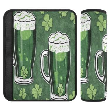 Imagem de Burbuja Capa para cinto de segurança de carro St. Patrick Beer Protetor de cinto de segurança de carro macio confortável para alça de ombro de assento de carro, 1 par pequeno