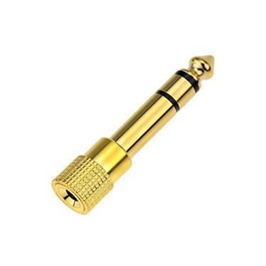 Imagem de Adaptador de Áudio Jack Plug Macho 6 35mm para Conector Fêmea 3 5mm Amplificador Microfone Conversor AUX com Placagem Ouro 24k Transmissão Sinal Sem Perda Alta Fidelidade Anti-Interferência and Play C