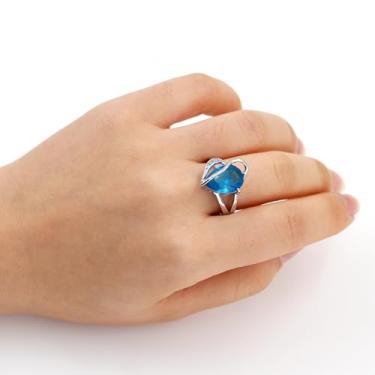 Imagem de Anel de zircônia cúbica em forma de coração para mulheres, joias minimalistas, presente de aniversário romântico, lindo presente de dia dos namorados, acessório de compromisso elegante YC6581, Latão