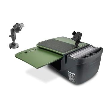 Imagem de AutoExec Mesa de carro GripMaster para sua estação de trabalho de veículos e escritório móvel, verde militar, com suporte para telefone e sucção para telefone