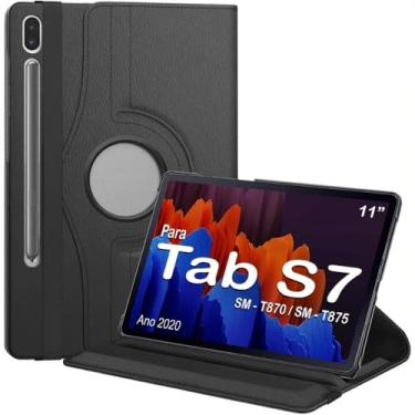 Imagem de Genérico, Capa Case Giratória 360° Compatível com Galaxy Tab S7 T870/t875 - Preta Cor:Preto