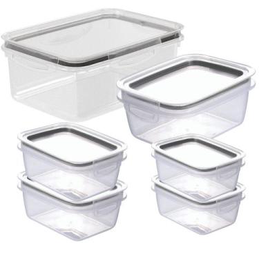 Imagem de Kit pote hermético 2 x 360ml, 2 x 550ml, 1 x 910ml e 1 x 2,6 litros pr