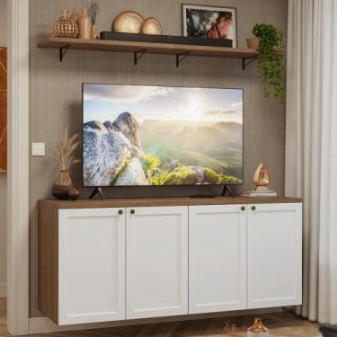 Imagem de Rack para TV até 70 Polegadas + Prateleiras 160cm Rustic/Branco Vik Ma