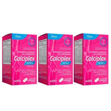 Imagem de Kit 3 Calciplex Mdkca Cálcio + Vitamina D3 / k2 e Magnésio 30 Comprimi