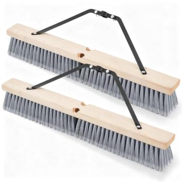 Imagem de Maxdot 2 peças de cabeça de vassoura fina de 61 cm, bloco de madeira rosqueado com suporte de vassoura para uso externo e interno