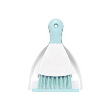 Imagem de 1 pacote com mini frigideiras azuis com escova, bandeja de poeira e conjunto de pincéis para mesa, quadro-chaveiro, gato, cachorro e outros animais de estimação, vassoura de limpeza minúscula