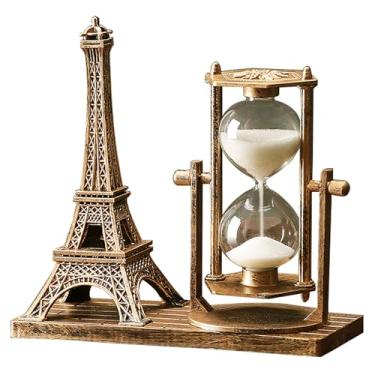 Imagem de IDORTYBB Estátua da Torre Eiffel Ampulheta Temporizador Vintage Decoração de Casa para Sala de Estar Quarto Centro de Mesa Decoração de Mesa Prateleira de Livros Armário de TV Estatueta Ornamentos (A