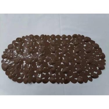 Imagem de Tapete Para Box Antiderrapante com Ventosas Tapete de Banheiro Massageador para os Pés Modelo Retangular (Marrom 537)