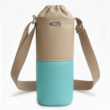 Imagem de Bolsa Térmica (BEGE COM TIFFANY) RAMIERE para Garrafa de 2 LITROS em Couro Sintético - Coleção Cores VERÃO 2026