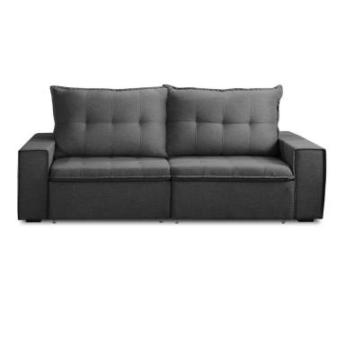 Imagem de Sofá Retrátil Reclinável Valentino 2,10m Linho Star Confort Chumbo