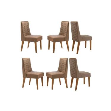 Imagem de Cadeira Sala De Jantar Dafne Kit 6 Un Naturalle-suede Capuccino - Rufato