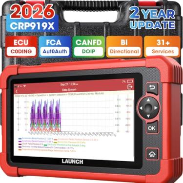 Imagem de LAUNCH Scanner de carro X431 CRP919X, ferramenta de diagnóstico OBD2 de codificação ECU, ferramenta de digitalização bidirecional 2025, CANFD/DoIP/FCA SGW, 35+ reset, teste ativo, scanner de