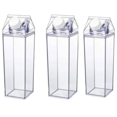Imagem de kit com 3 Garrafa Caixa de Leite,suco ou agua de acrilico500ML