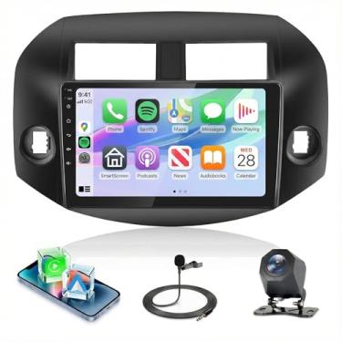 Imagem de Rádio estéreo automotivo 4 núcleos 4G + 128 G para Toyota RAV4 2007-2012, sem fio Carplay Android Auto, 5G WiFi + GPS, rádio com tela sensível ao toque de 10 polegadas para Camry, câmera de backup AHD