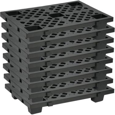 Imagem de Paletes de plástico de 8 peças de paletes de plástico de 60 x 40 x 10 cm de espessura para armazenamento no porão almofada de armazenamento de paletes de piso à prova d'água com grades respiráveis