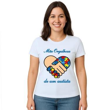 Imagem de Camiseta Mãe Orgulhosa Autista Autismo Personalizada - UseP4, Branco, 