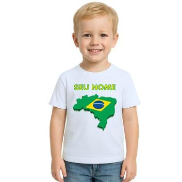 Imagem de Camiseta Brasil Mapa Com Nome Estampa Personalizada - UseP4, Branco, I