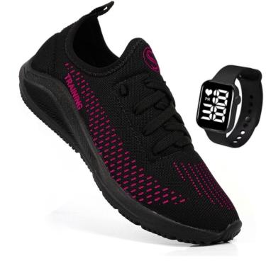 Imagem de Tênis Feminino Esportivo Academia Corrida Caminhada Treino Fitness Confoto Leve Macio + Relógio-Feminino