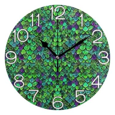 Imagem de GAIGEO Relógio de parede analógico decorativo redondo sem tique-taque silencioso relógio de cozinha fofo, decoração de parede de fazenda moderna garrafa verde colorido escuro, 25 cm, ponteiros