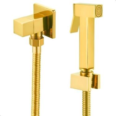 Imagem de Ducha Higiênica Quadrada Metal Inox Chuveirinho Intima Banheiro Luxo 1.2m(DUCHA DOURADO)