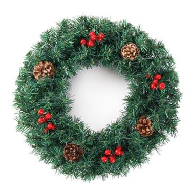 Imagem de Guirlanda de Natal artificial, guirlanda de inverno, guirlandas verdes artificiais, decoração de Natal com pinhas, frutas vermelhas, decoração de casa de janela interna externa, A, 30 cm