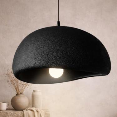 Imagem de Gimpo, Lustre Pendente 60cm Luminária Japonesa Wabi-Sabi Orgânico Cogumelo Concreto Gimpo TJ60-PRETO-A