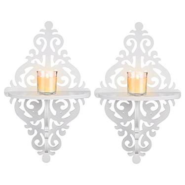 Imagem de 2 peças de castiçais de parede losango branco suporte de vela montado na parede arandelas decorativas decoração de plástico para sala de estar quarto sala de jantar varanda decoração suprimentos