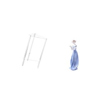 Imagem de Fenteer Mesa Lateral Minimalista de Acrílico Transparente com Estatueta de de Cerâmica, Estátua de Senhora de Porcelana, Criado-mudo Moderno para Sala