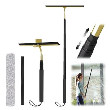 Imagem de Rodo de chuveiro com alça longa, rodo telescópico de 38 a 129 cm para limpeza de janelas, rodo de janela para portas de vidro, ferramenta de limpeza de janela extensível para paredes de azulejos