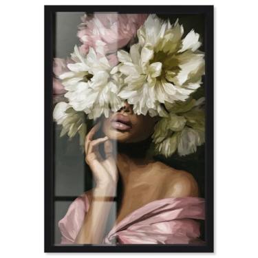 Imagem de Garden of Secrets Shadowbox Print Floral Glam Wall Art por Art Remedy, moldura preta, 28 x 40 cm