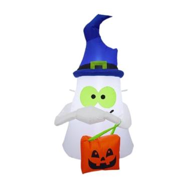 Imagem de Nishiyuenyi Fantasma Inflável de Halloween para Decoração Externa, Abóbora de 1,20 M em Formato de Bolsa com LED Embutido, Ideal para Jardim, Gramado, Casa E Outr