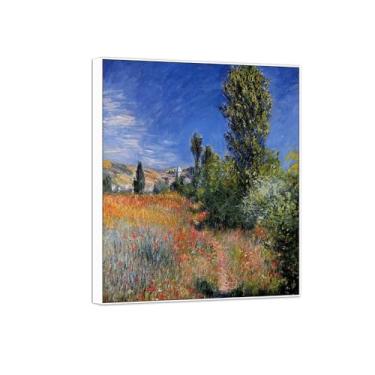 Imagem de BMZFYBS Claude Monet Famosa impressão em tela de parede pronta para pendurar - paisagem - quadro branco para decoração de sala de estar 90 x 108 cm 35 x 42 pol