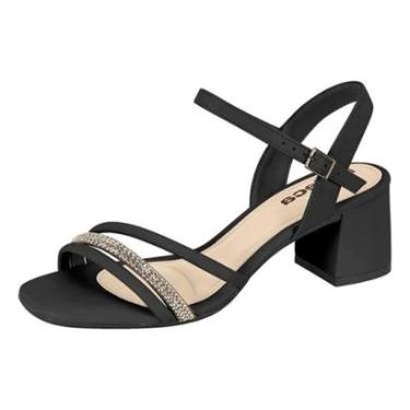 Imagem de Sandalia Moleca Salto Baixo Bloco Tira Em Strass-Feminino