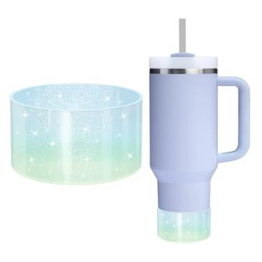 Imagem de ZXFYE Bota de silicone gradiente Jelly Lustre, compatível com Stanley H2.0 567.0-1,134.0 g e Owala Sway 850.5 g 1,134.0 g, capa protetora com glitter brilhante, capa de proteção contra choques com