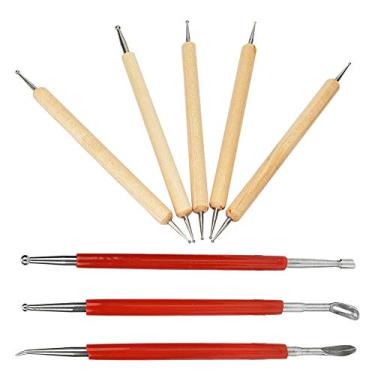 Imagem de Generic 8 Peças de Couro Artesanato Escultura Stylus Ferramenta Colher Kit Adequado para Artesanato de Couro para Entusiastas do