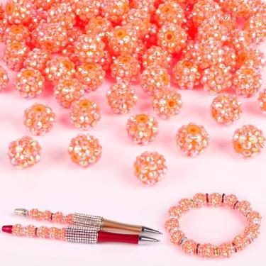 Imagem de 100 contas de strass - contas para canetas com contas, contas focais para canetas com contas, contas espaçadoras para chaveiros, pulseiras artesanais - laranja