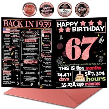Imagem de Joycard Cartão de aniversário de 67 anos com envelope, decorações de aniversário de 67 anos para mulheres, presentes de aniversário de 67 anos para mãe, cartões de feliz aniversário para esposa de 67