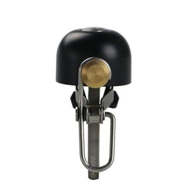 Imagem de Retro clássico sino da bicicleta claro alto som de aço cobre mtb mountain bike guiador anel chifre segurança ciclismo aviso alarme(Matte black)