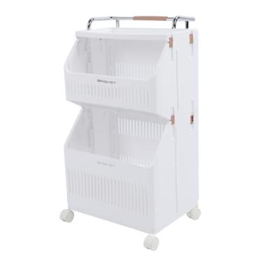 Imagem de Cryfokt Organizador Flexível de Carrinho de Armazenamento Móvel Com Freios, Carrinho de Lavanderia Multifuncional para Cozinha de Banheiro, Material PP ABS Resistente a Impactos (2 camadas)
