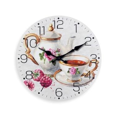 Imagem de Relógio de parede Relógio de parede madeira retrô sala estar quarto cozinha decoração relógio quartzo silencioso presente feriado 10/12/14/16 polegadas Sem tique-taque(14 inch)