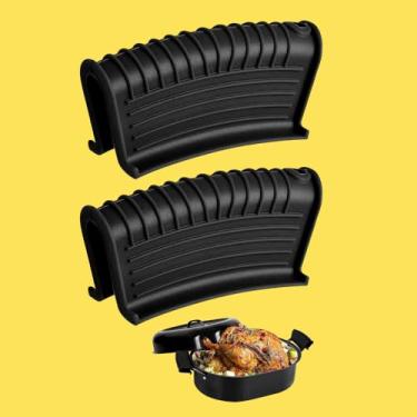 Imagem de Pacote com 2 capas de silicone para alça quente de ferro fundido, suporte de panela de silicone resistente ao calor, capa antiderrapante para frigideira de ferro fundido