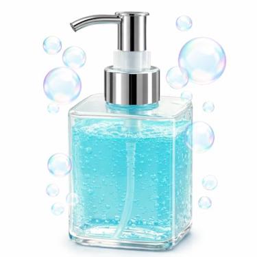 Imagem de Dispenser Para Sabonete Líquido 300ml em Plástico com Válvula Cromada Saboneteira Moderna para Banheiro, Lavabo e Cozinha (Transparente)