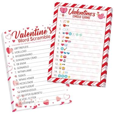 Imagem de 27 peças de cartões de dia dos namorados jogo de cartas Scramble Party Game impressão dupla face cartões de adivinhação papel dos namorados para grupos grandes adultos atividades suprimentos famílias