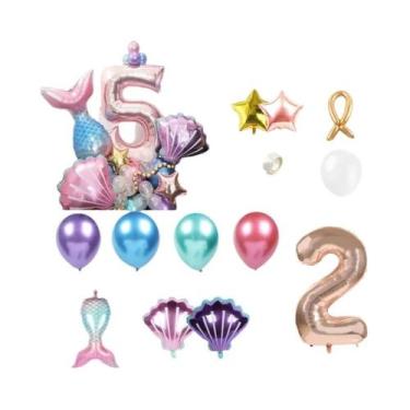 Imagem de Balões Em Forma De Cauda De Sereia Em Ouro Rosa, Conjunto De 33 Peças 