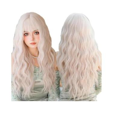 Imagem de Peruca Sintética Longa Ondulada Branca E Rosa Para Mulheres, Loiro Cla