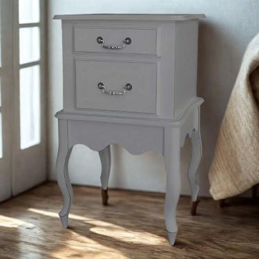 Imagem de Mesa De Cabeceira Clássica Com Pés Luiz Xv - Cinza Laca